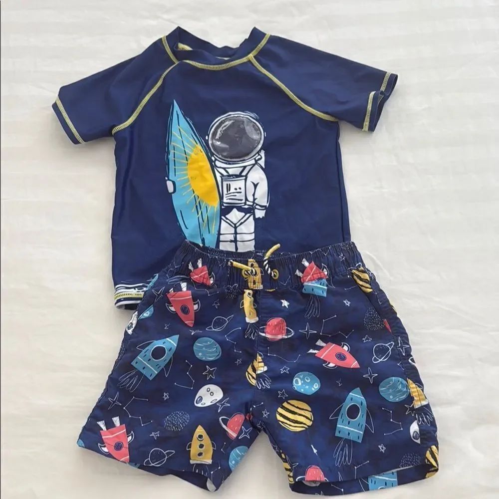 Boys swim trunks and rash gaurd